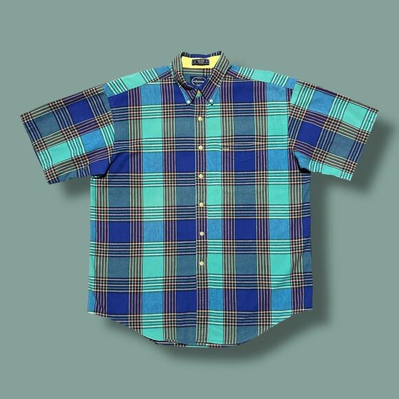 Vintage 90s Plaid Shirt Arrow Sportswear Button Down Short Sleeve Cotton XL - Picture 1 of 6